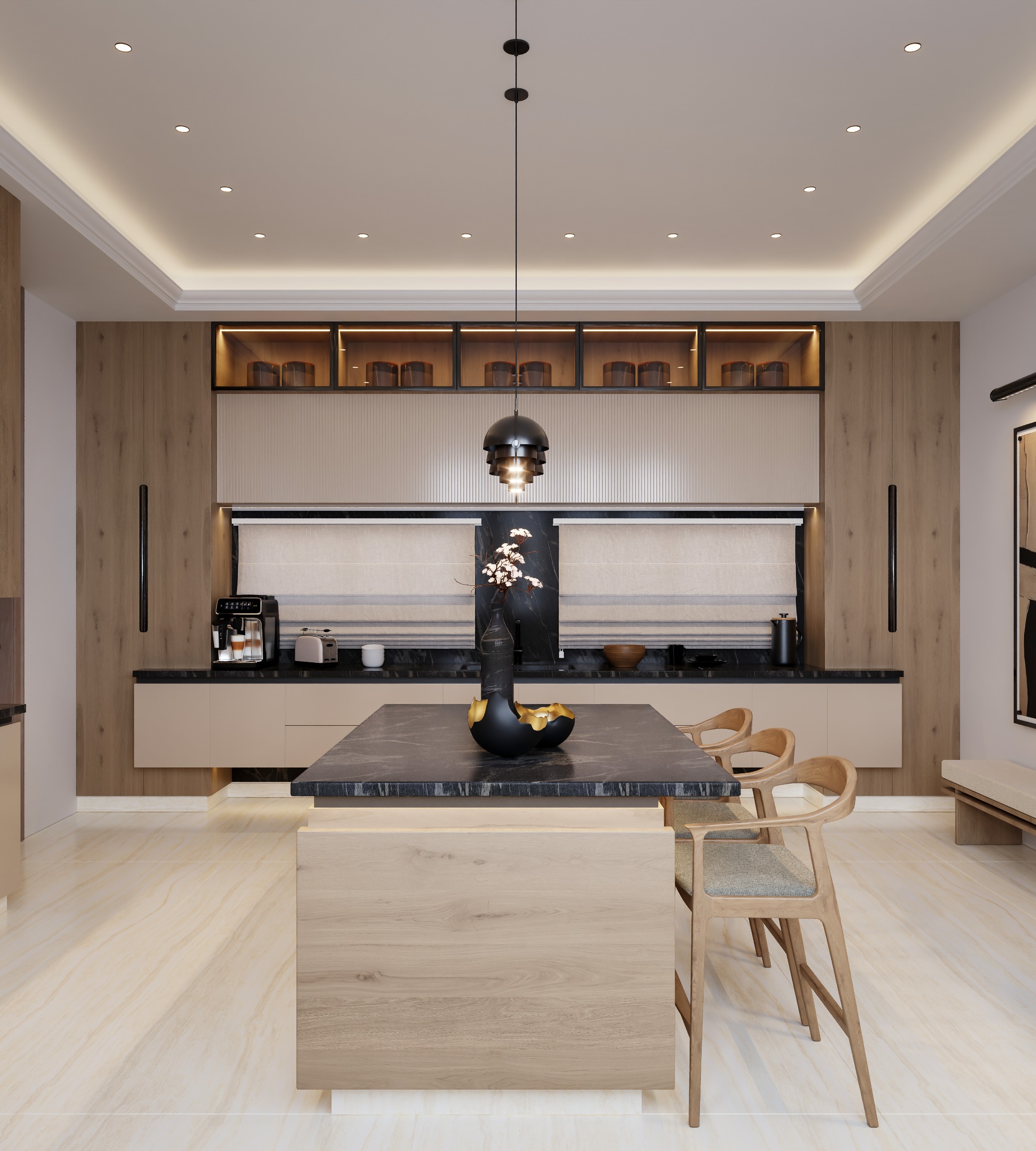 Marble and oak kitchen interior by JNM